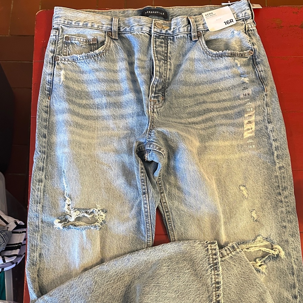 Aeropostale Light Blue Distressed Boyfriend Jeans size 16 R